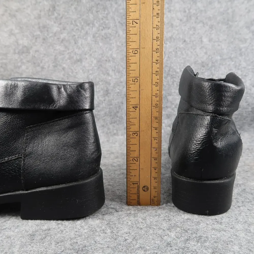 Step Up Shoes Womens 7W Ankle Boots Lace Up Leather Bootie Comfort Black Retro